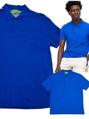 BOSS HUGO BOSS Cotton-Piqué Polo with Logo Detail, Regular Fit - Blue - Sz L